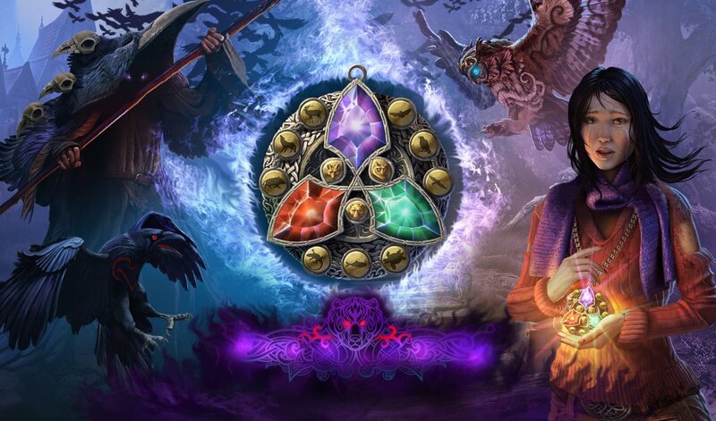 Woman Holding Glowing Amulet — Purple