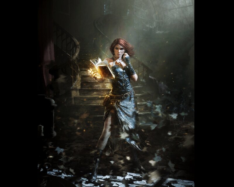 Woman Holding Glowing Book — Black