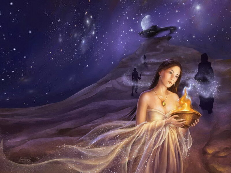 Woman Holding Glowing Bowl