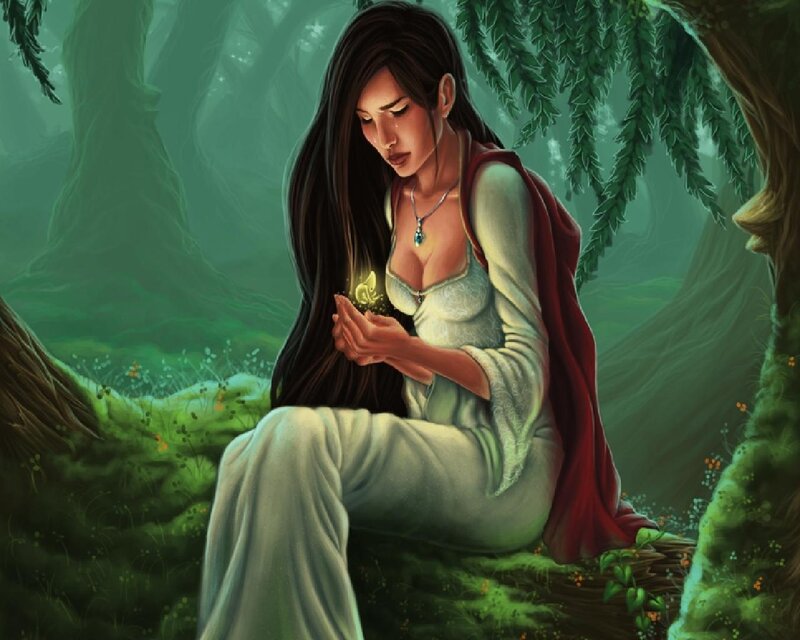 Woman Holding Glowing Butterfly