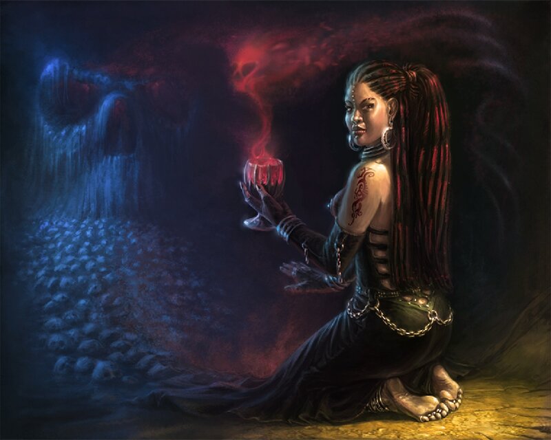 Woman Holding Glowing Cup — Black, Dramatic