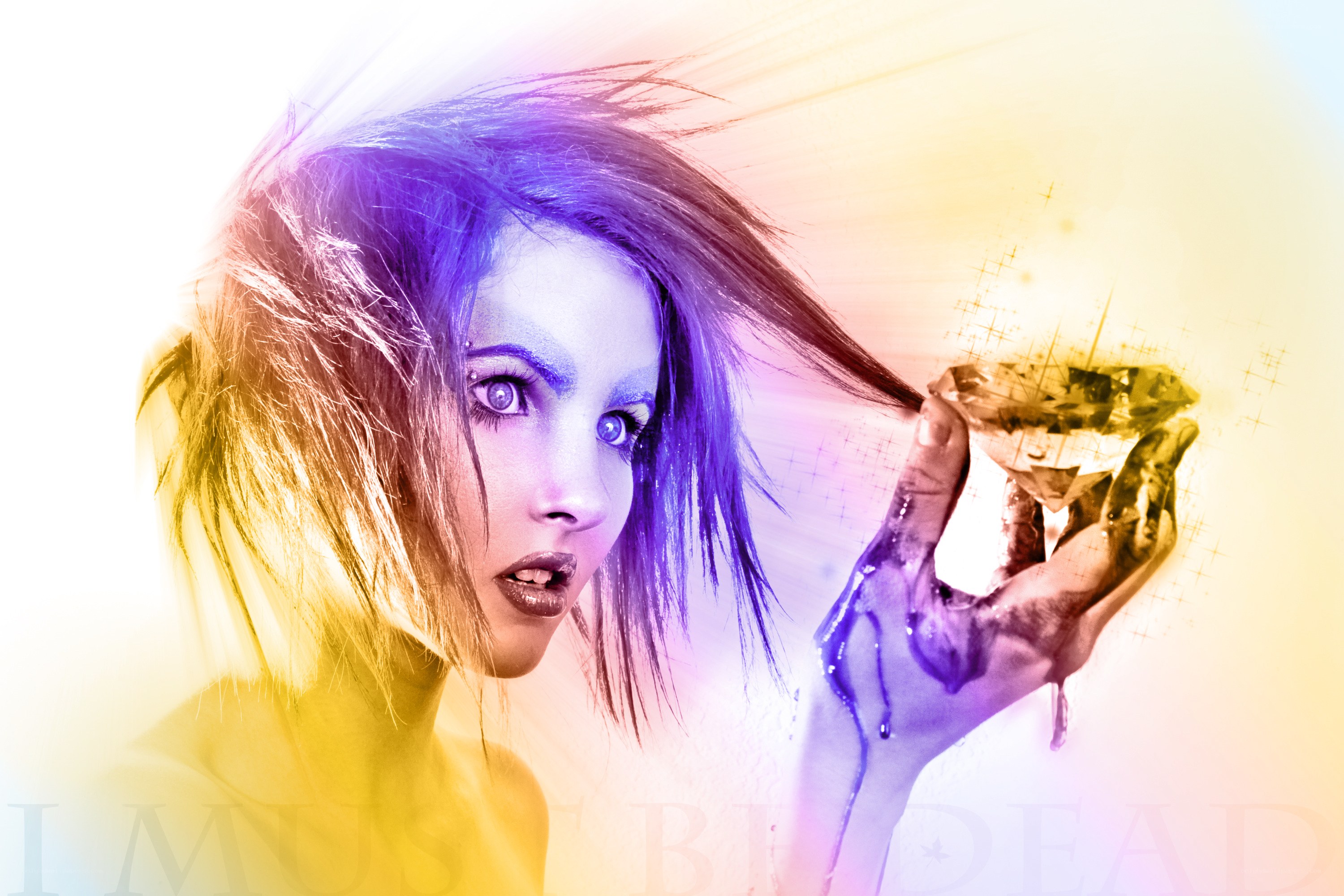 woman holding glowing gem