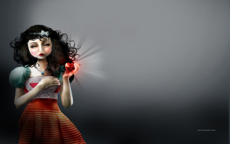 Woman Holding Glowing Heart — Red