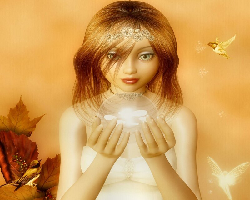 woman holding glowing orb