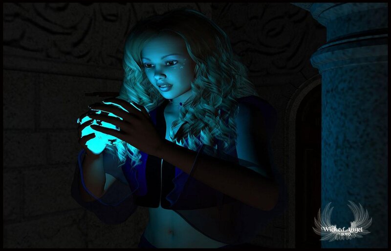 woman holding glowing orb