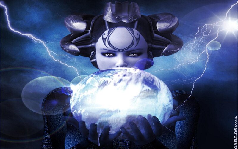 woman holding glowing orb