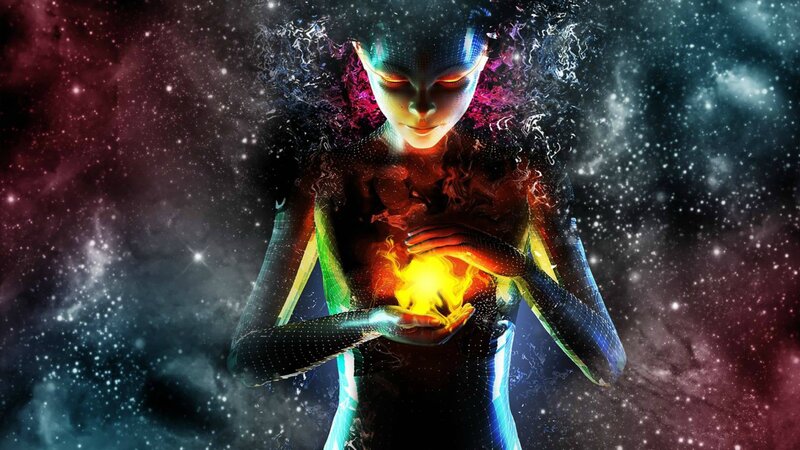 woman holding glowing orb