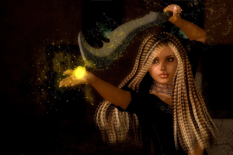 Woman Holding Glowing Orb — Black