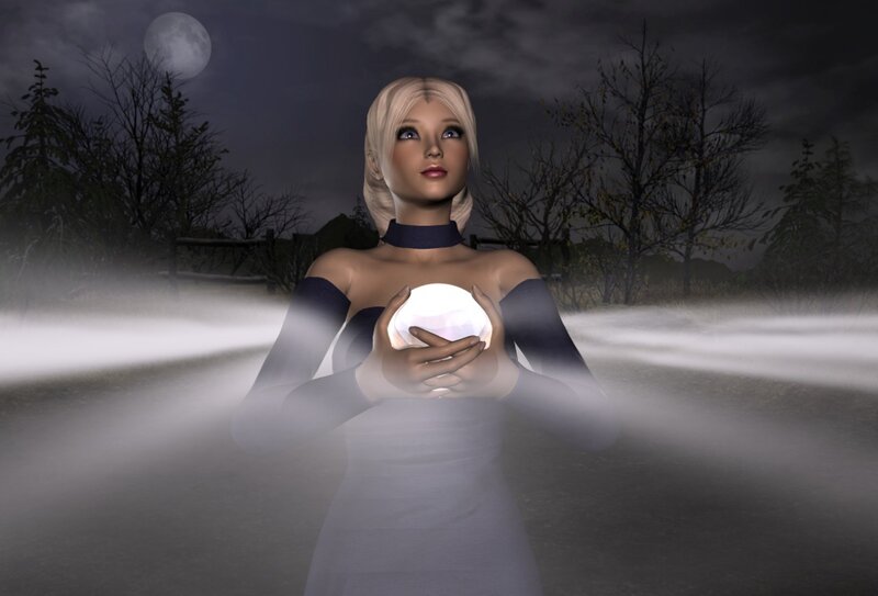 Woman Holding Glowing Orb — Gray