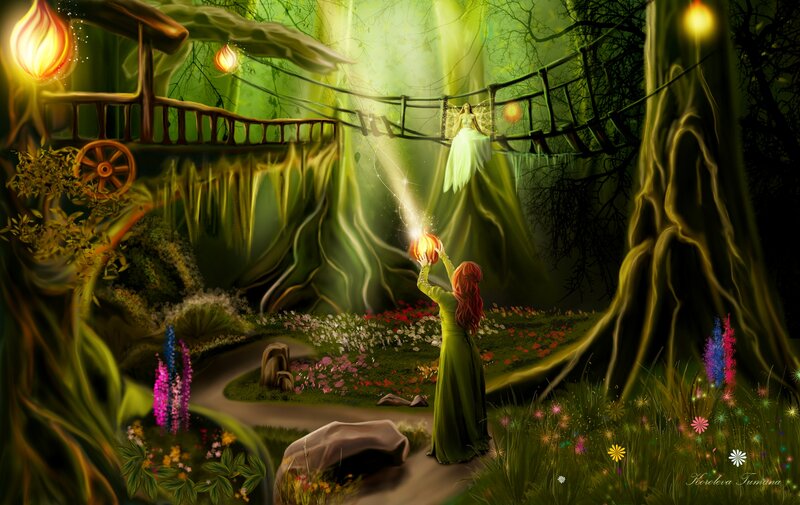 Woman Holding Glowing Orb — Green, Magical