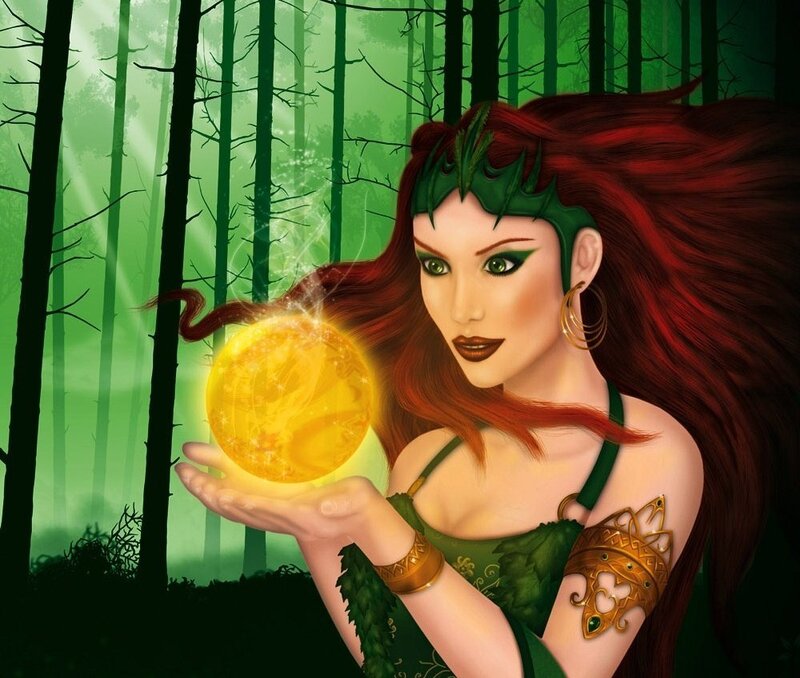 Woman Holding Glowing Orb — Green