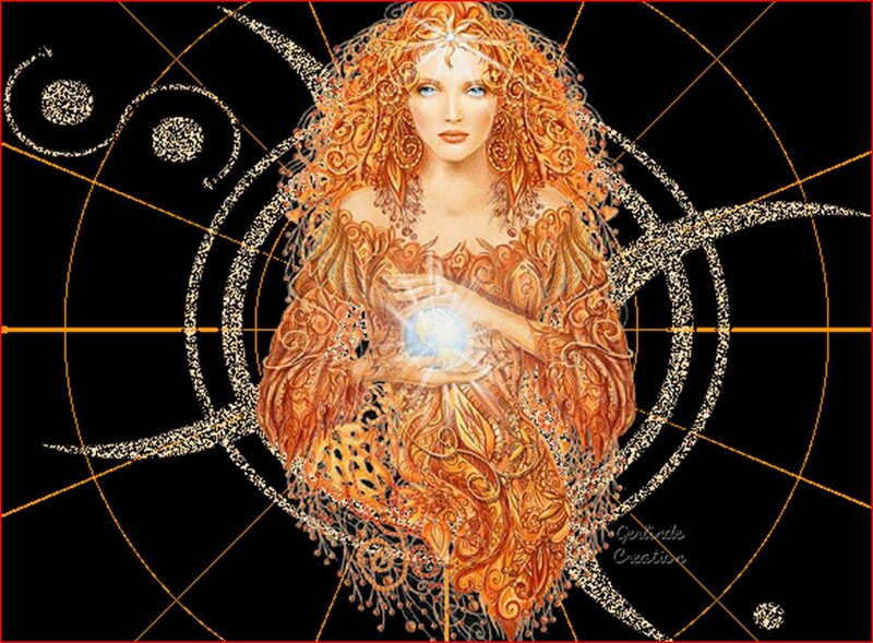 Woman Holding Glowing Orb — Orange, Mystical