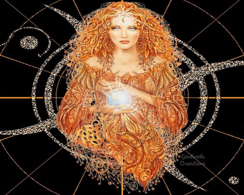 Woman Holding Glowing Orb — Orange, Serene