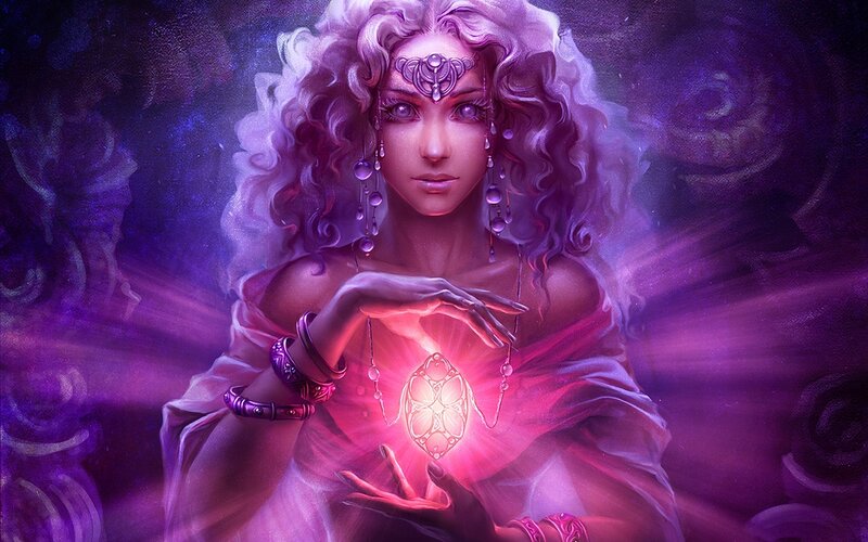 Woman Holding Glowing Orb — Purple, Mystical