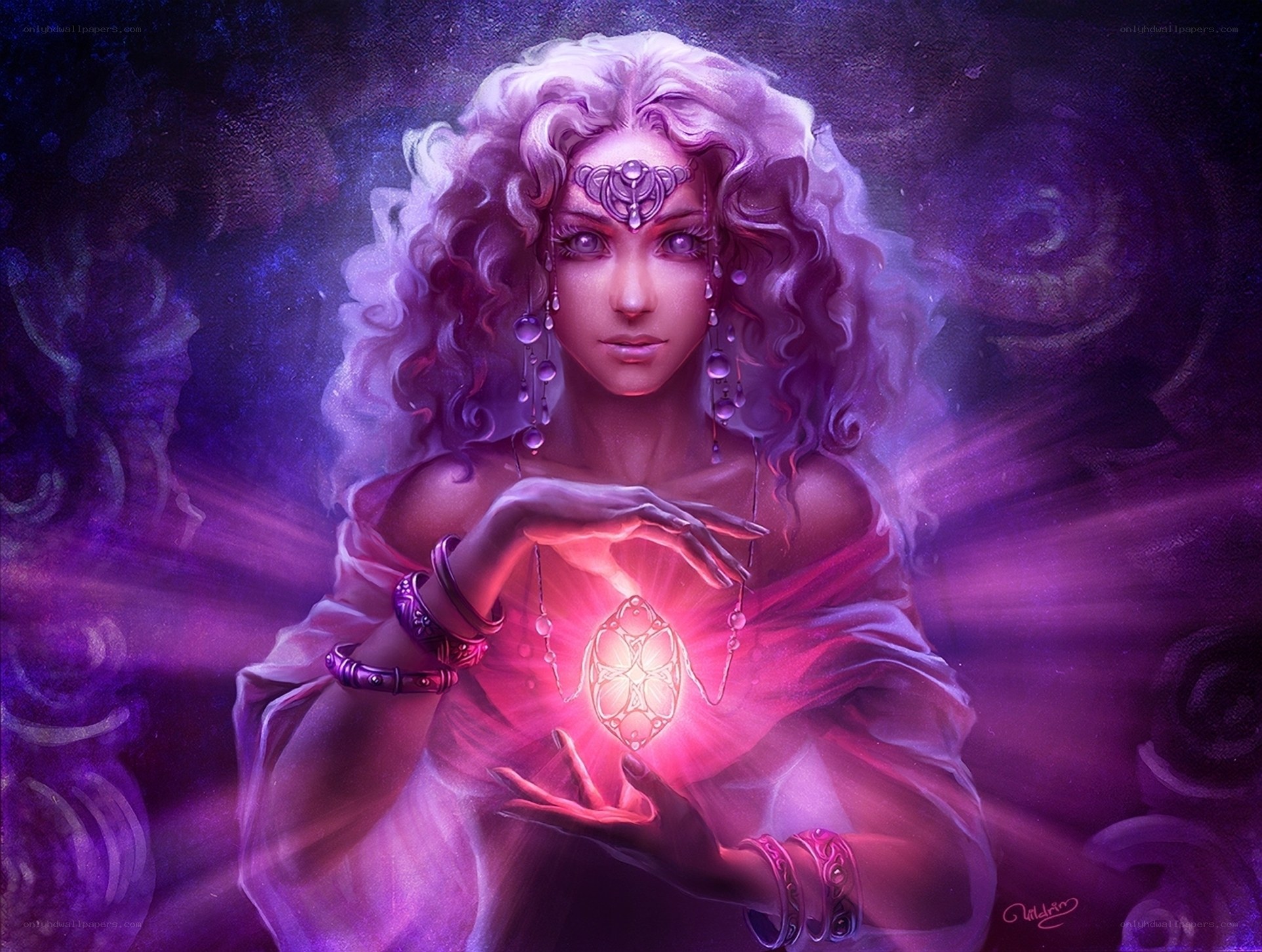woman holding glowing orb
