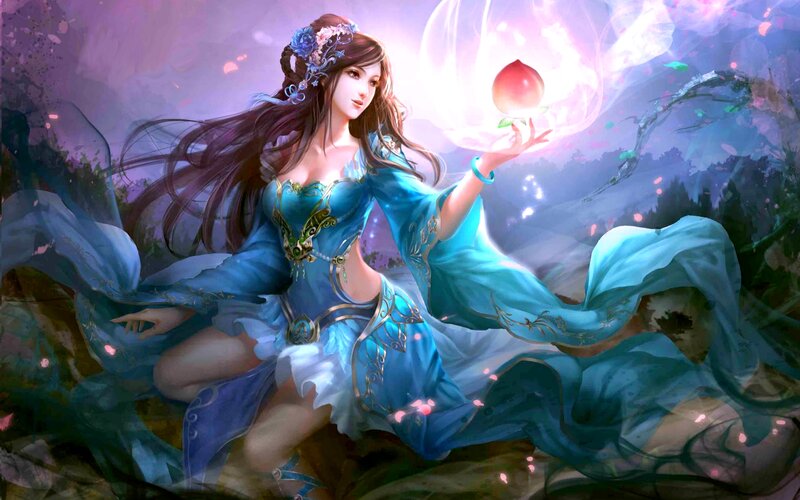 Woman Holding Glowing Peach