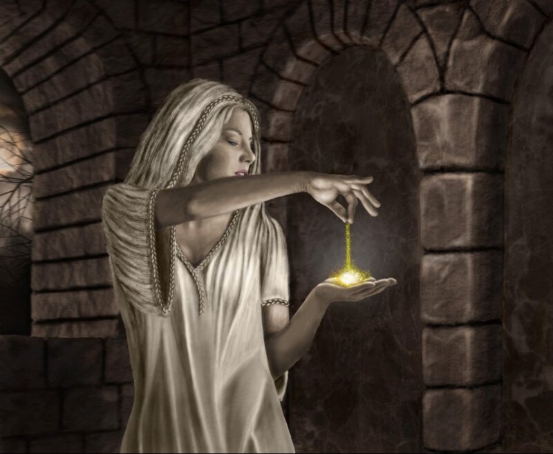 Woman Holding Glowing Sand