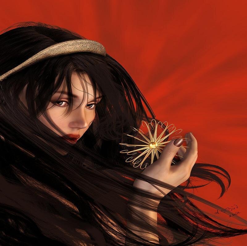 woman holding golden star