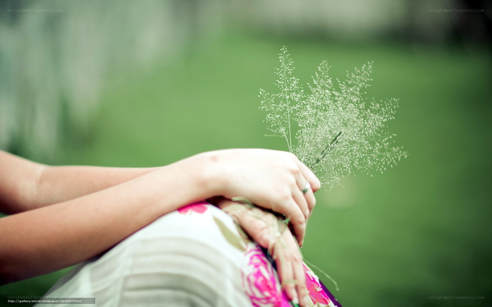 woman holding grass in garden