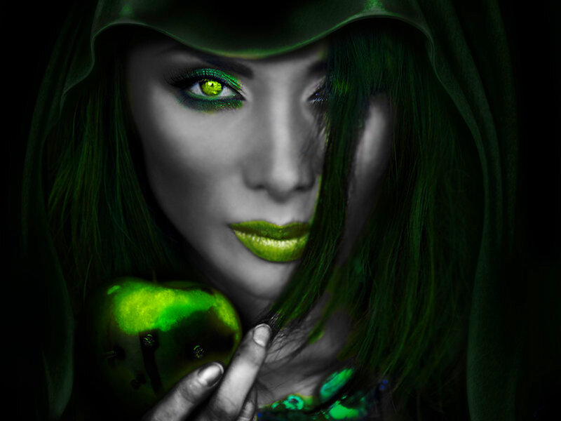 Woman Holding Green Apple — Dramatic