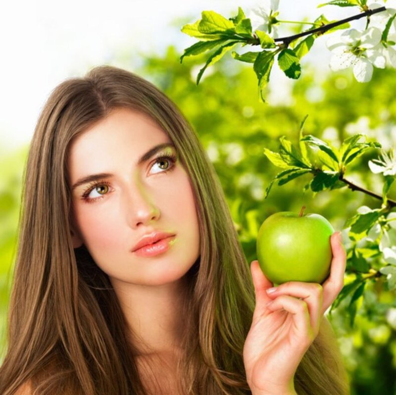 Woman Holding Green Apple — Serene, Spring