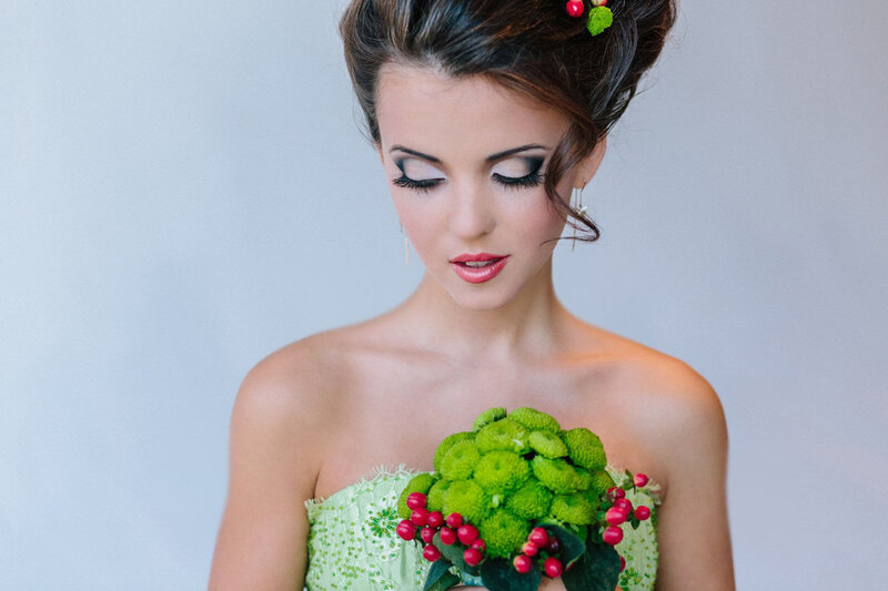 Woman Holding Green Bouquet