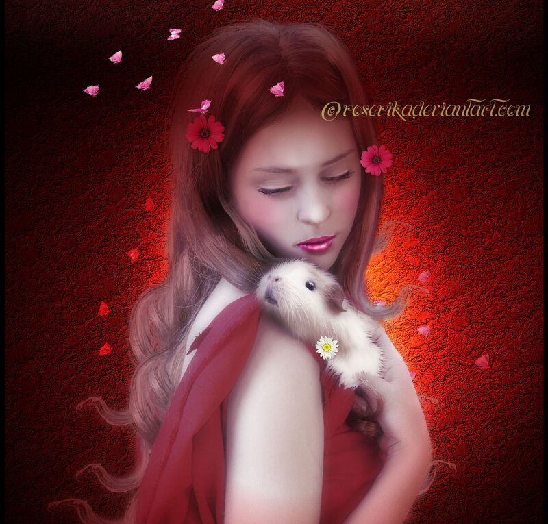 Woman Holding Guinea Pig — Red