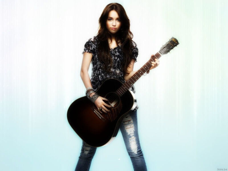 Woman Holding Guitar — Blue, Neutral