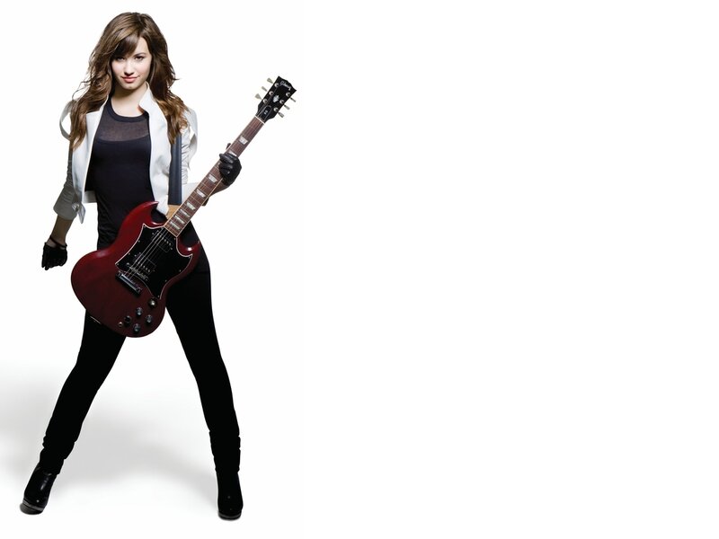 Woman Holding Guitar — White