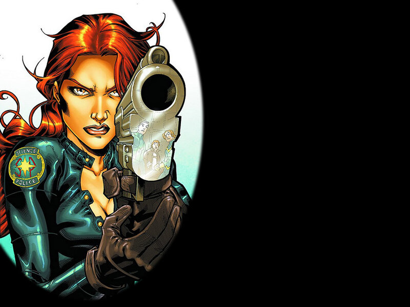 Woman Holding Gun — Black, Dramatic, Comic