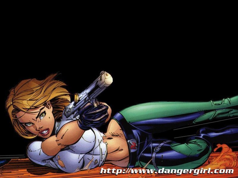 Woman Holding Gun — Black, Dramatic, Comic, Wooden Floor