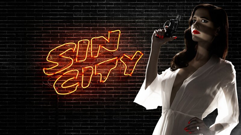 Woman Holding Gun — Black, Dramatic, Night, Photograph, Neon Sign