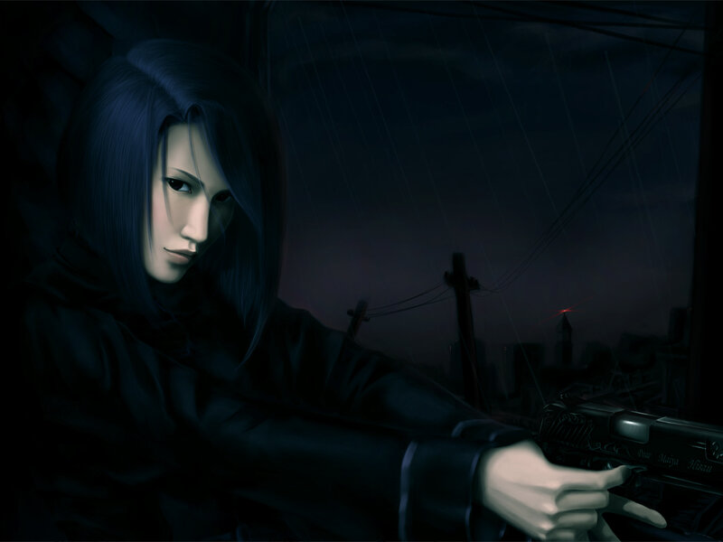 Woman Holding Gun — Black, Dramatic, Somber