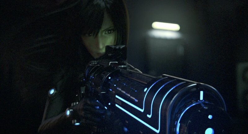 Woman Holding Gun — Black, Tense, Dramatic