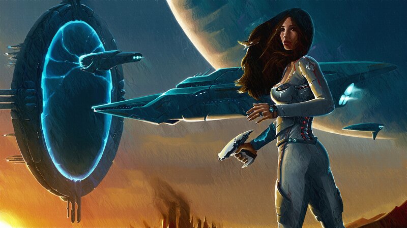 Woman Holding Gun — Blue, Dramatic, Sunset