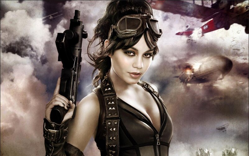 Woman Holding Gun — Brown, Dramatic, Digital Art