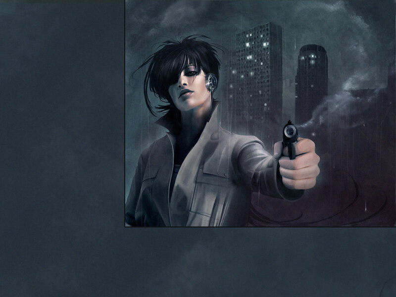 Woman Holding Gun — Gray