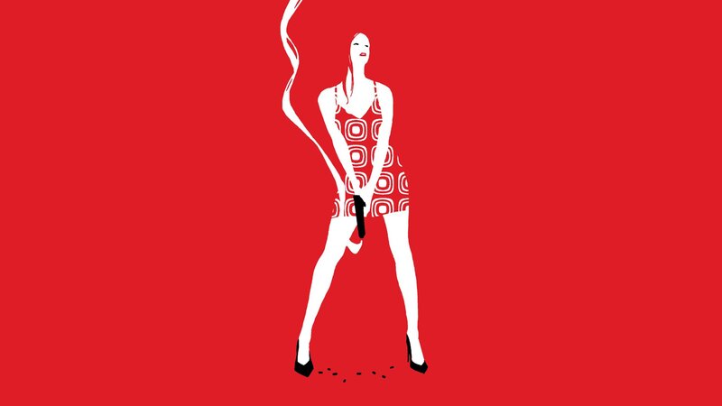woman holding gun illustration