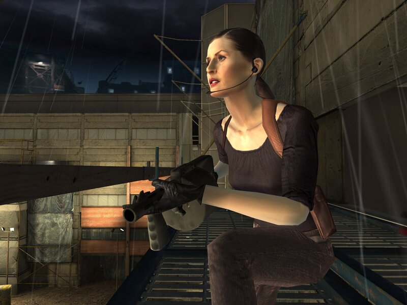 woman holding gun in rain