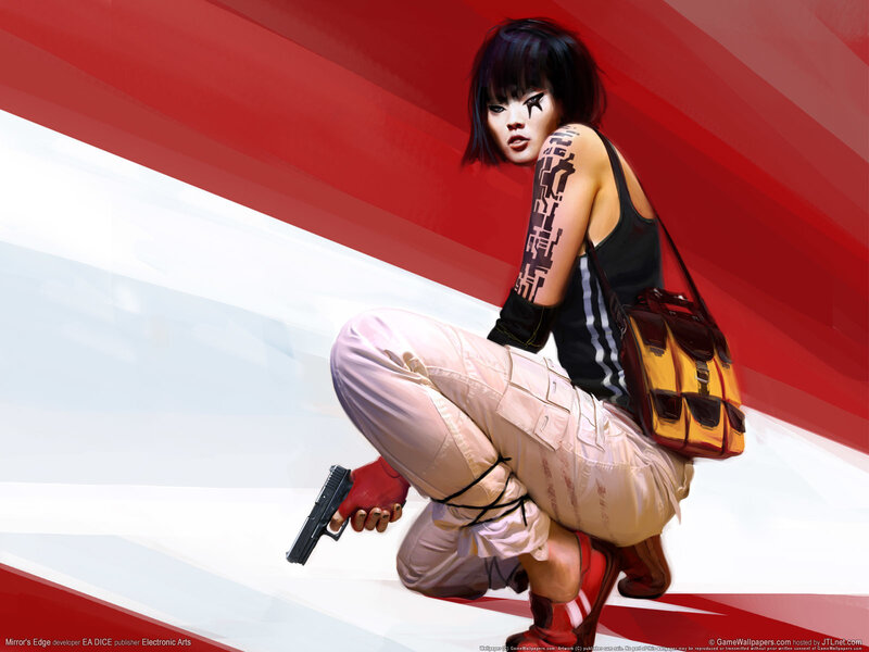 Woman Holding Gun — Red, Dramatic, Digital Art