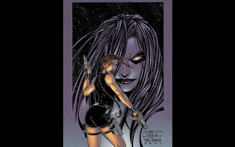 Woman Holding Guns — Black, Dramatic, Night, Comic, Gun