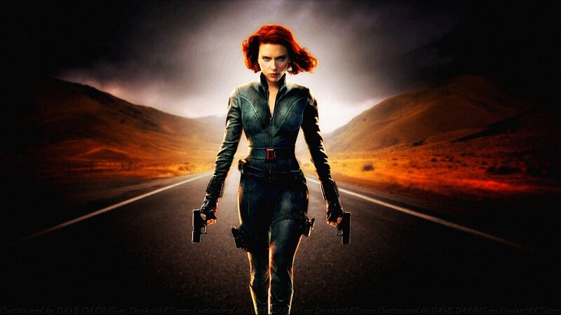 Woman Holding Guns — Black, Dramatic, Sunset