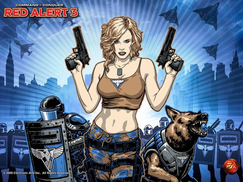 Woman Holding Guns — Blue, Dramatic, Comic, Soldiers