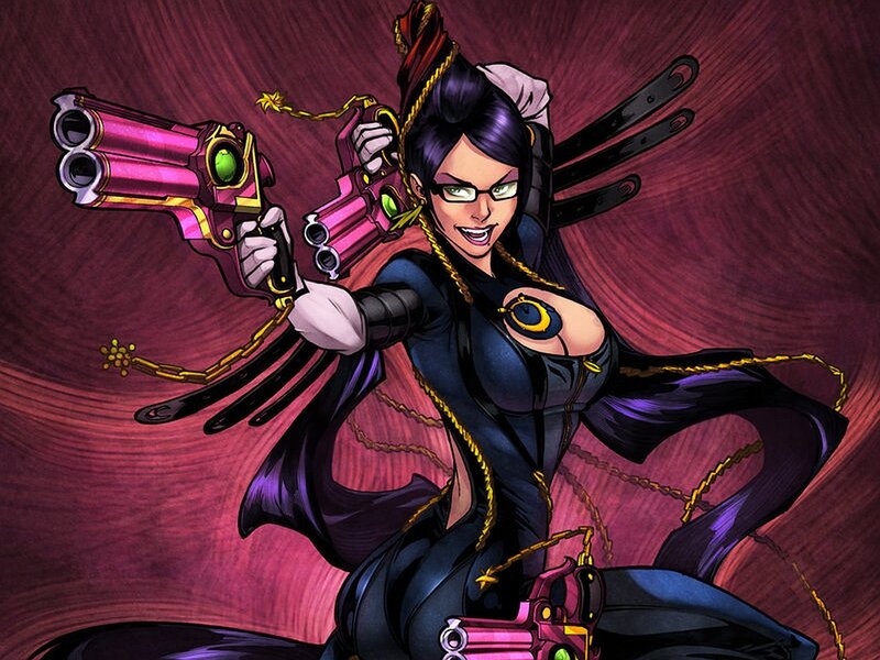 Woman Holding Guns — Purple, Dramatic, Comic