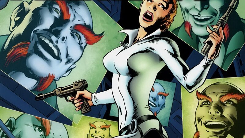 Woman Holding Guns — White, Dramatic, Comic