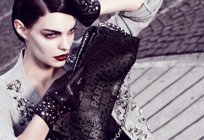 Woman Holding Handbag — Black, Dramatic, Photograph, Gloves