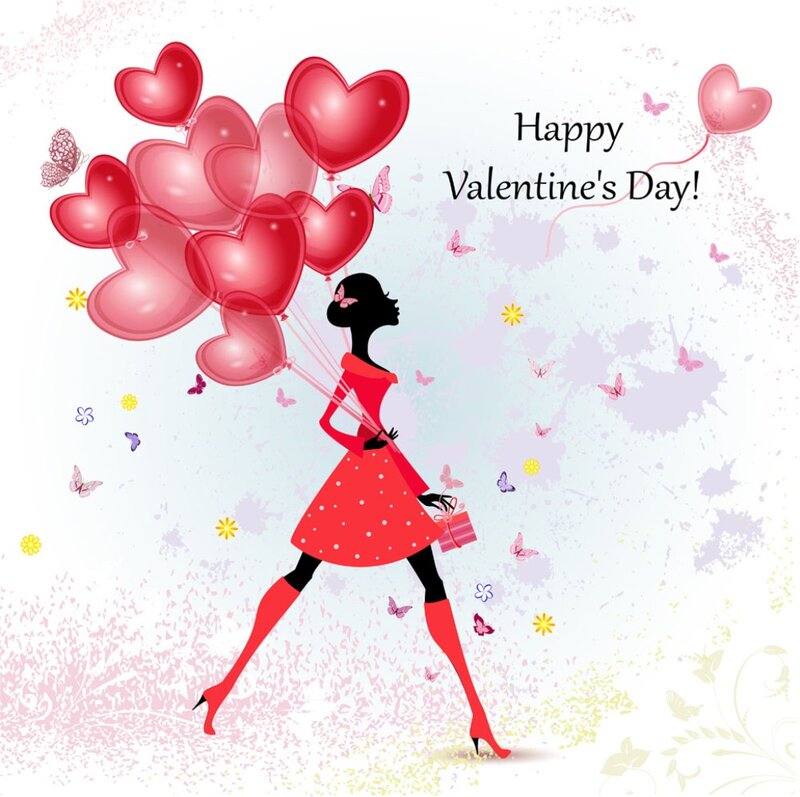 Woman Holding Heart Balloons