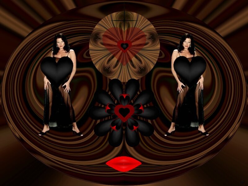 Woman Holding Heart — Black, Dramatic