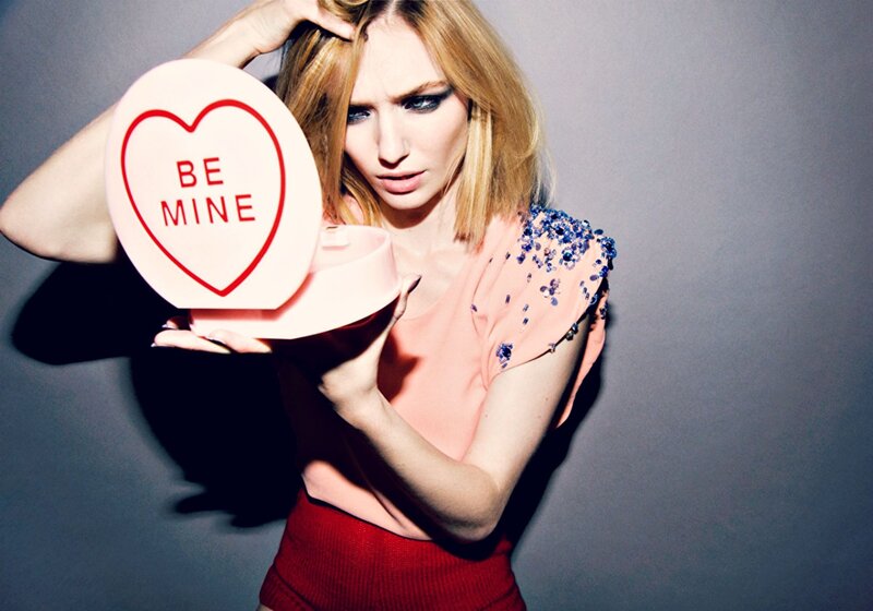 Woman Holding Heart Box — Pink