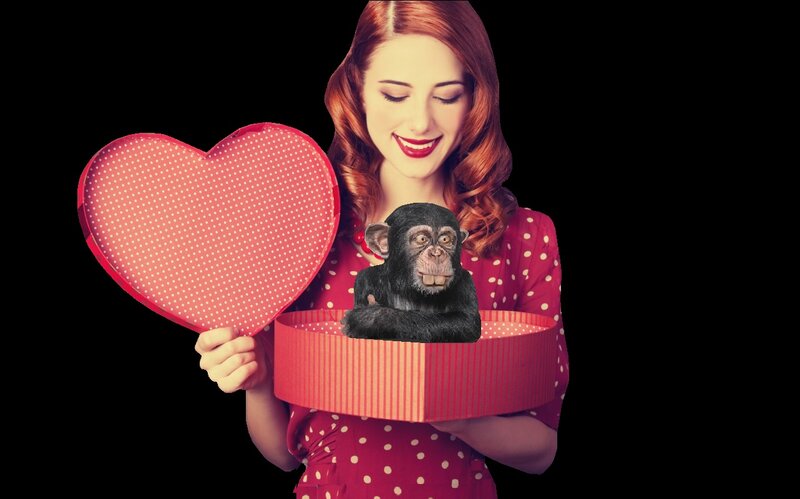 Woman Holding Heart Box — Red